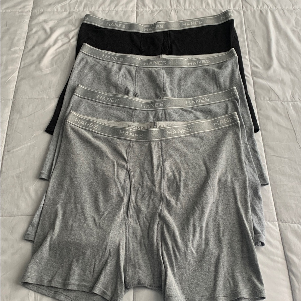 4 Men’s Hanes Cotton Blend Boxer Briefs 3XL Gray Black Comfort Flex Underwear